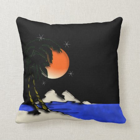 Starry Night Island American Mojo Throw Pillow
