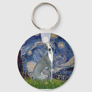 Starry Night-Italian Greyhound 4 (sit) Keychain