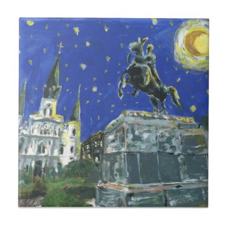 Starry Night Jackson Square Ceramic Tile