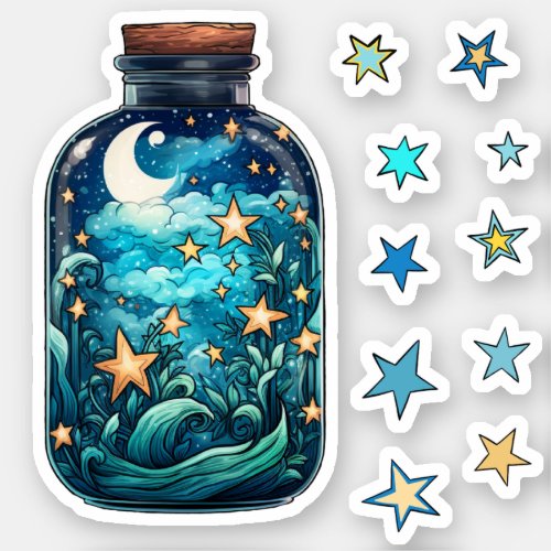 Starry Night Jar Stickers