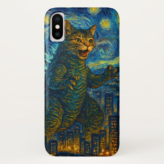  Starry Night Kaiju Catzilla Cat iPhone iPad Case (Back)