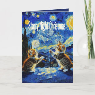 Starry Night Kittymas Christmas Spoof Holiday Card