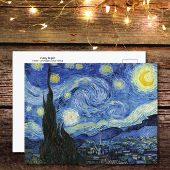 Starry Night Landscape Vincent Van Gogh Postcard by mangomoonstudio at Zazzle