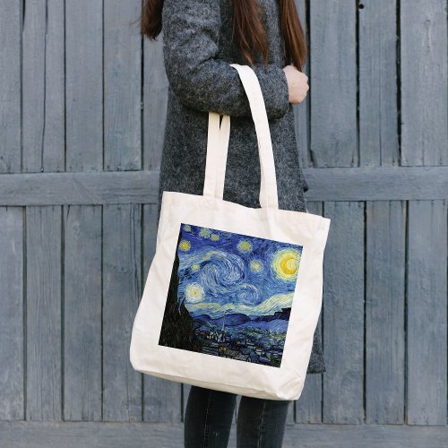 Starry Night Landscape Vincent van Gogh Tote Bag