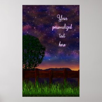 Starry Night Landscape - With Customizable Text - Poster by BonniePhantasm at Zazzle