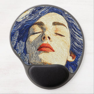 Starry Night Lavender Dream Textured Woman  Gel Mouse Pad