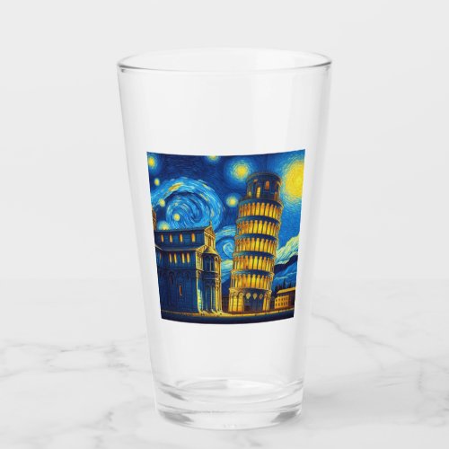 Starry Night Leaning Tower Of Pisa Italy Glass