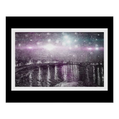 Starry Night Lights Over the Rhone Poster