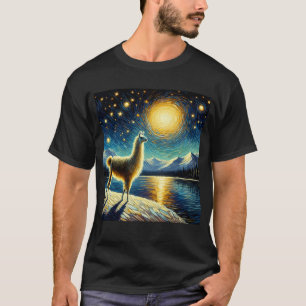 Starry Night Llama Alpaca Van Gogh Lover T-Shirt