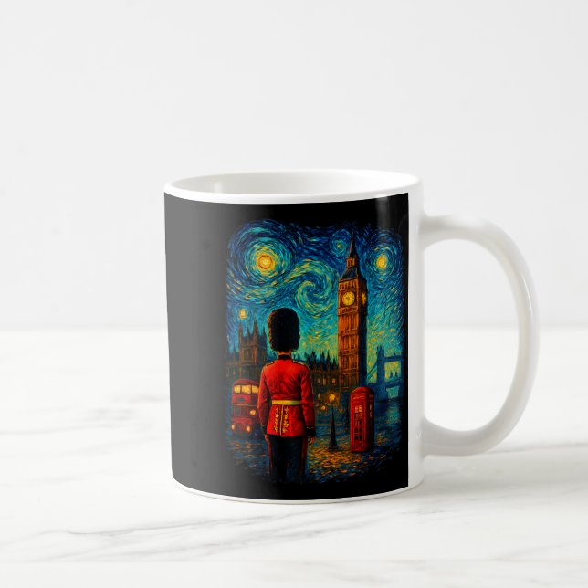 Starry Night London Red Telephone Box Queen's Guar Coffee Mug (Right)