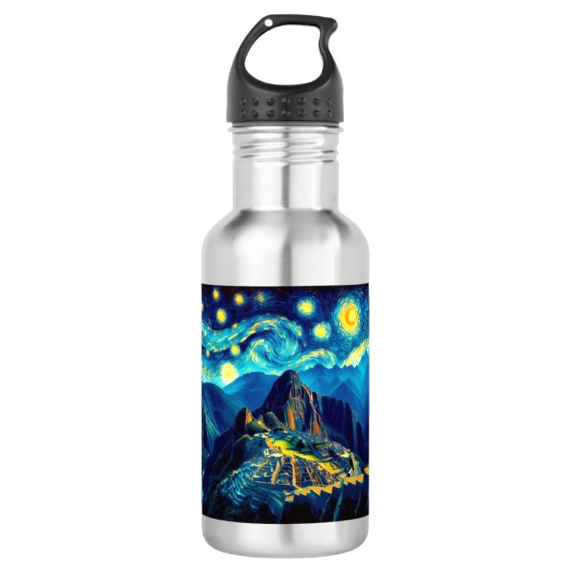 Starry Night Machu Picchu Peru Stainless Steel Water Bottle (Front)