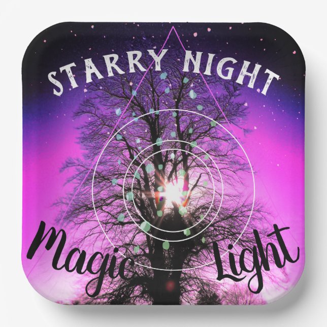 Starry Night Magic Light Paper Plates (Front)