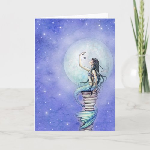 Starry Night Magical Mermaid Blank Card