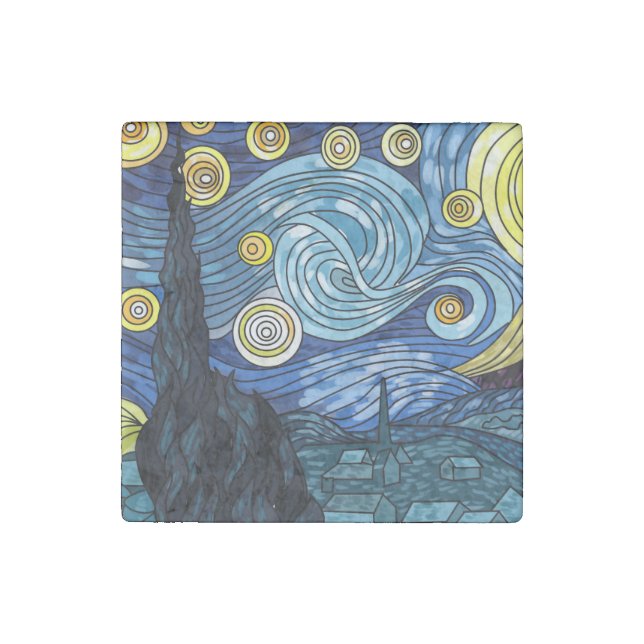 Starry Night:Magnet Stone Magnet (Front)
