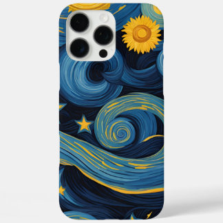 Starry Night Meets Sunflowers Pattern iPhone 16 Pro Max Case