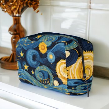 Starry Night Meets Sunflowers Van Gogh Mashup Dopp Kit by Ricaso_Designs at Zazzle