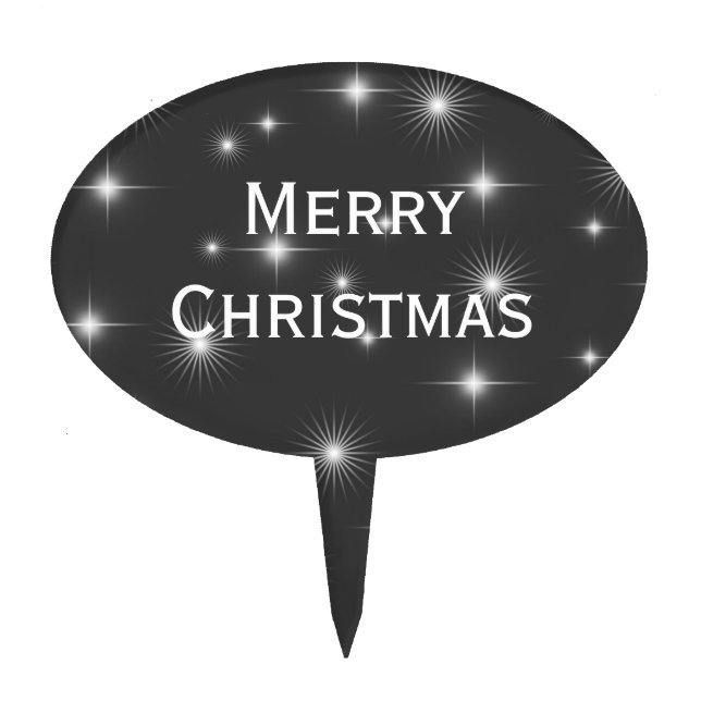 Starry Night Merry Christmas Cake Topper (Front)