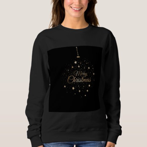 Starry Night Merry Christmas Ornament Black Sweatshirt