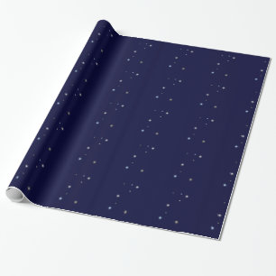Starry night midnight blue sparkly wrapping paper