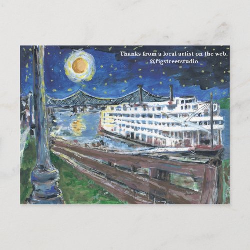 Starry Night Mississippi Queen Thanks Postcard