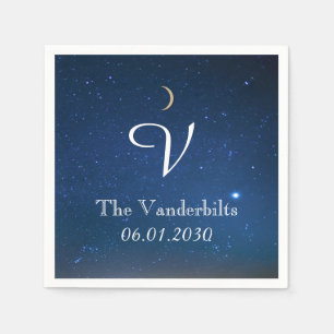 Starry Night Monogram Wedding Napkin