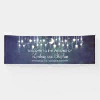 Starry Night Moon and Star Blue Wedding