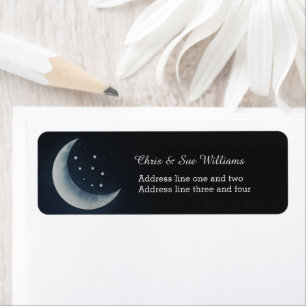 Starry Night Moon and Stars Elegant Custom Label