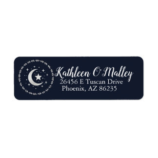 Starry Night Moon and Stars Elegant Custom Return Label
