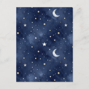 Starry Night Moon Constellations Pattern Postcard