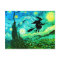 Starry Night Moon Flying Witch Silhouette