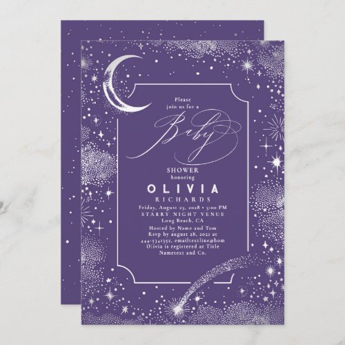 Starry Night Moon Mystical Celestial Baby Shower Invitation