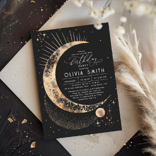 Starry Night Moon Mystical Celestial Birthday Invitation