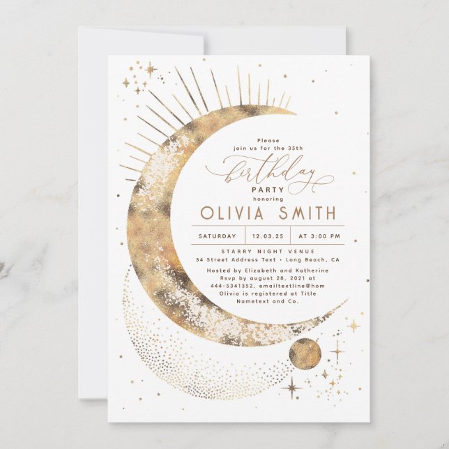 Starry Night Moon Mystical Celestial Birthday Invitation (Front)