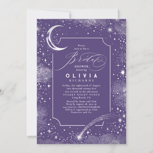 Starry Night Moon Mystical Celestial Bridal Shower Invitation