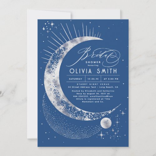 Starry Night Moon Mystical Celestial Bridal Shower Invitation