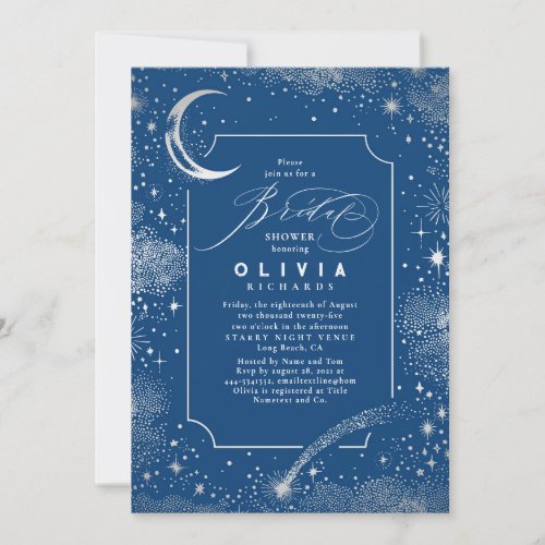 Starry Night Moon Mystical Celestial Bridal Shower Invitation