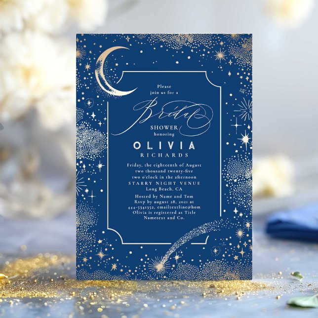 Starry Night Moon Mystical Celestial Bridal Shower Invitation (Celestial Bridal Shower Invitation)