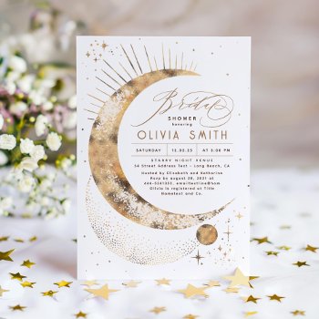Starry Night Moon Mystical Celestial Bridal Shower Invitation by lovelywow at Zazzle