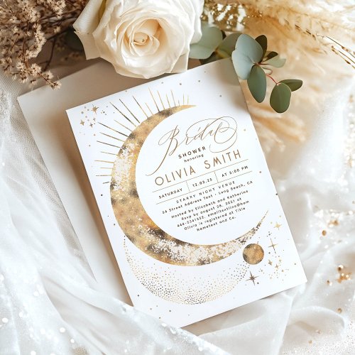 Starry Night Moon Mystical Celestial Bridal Shower Invitation