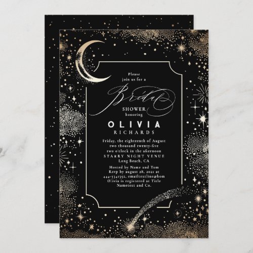 Starry Night Moon Mystical Celestial Bridal Shower Invitation