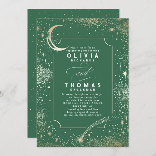 Starry Night Moon Mystical Engagement Party Invitation