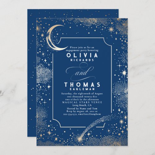 Starry Night Moon Mystical Engagement Party Invitation
