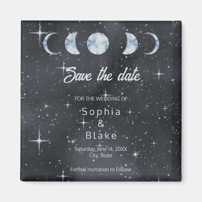 Starry Night Moon Phases Celestial Save the Date Magnet (Front)