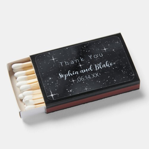 Starry Night Moon Phases Celestial Wedding Favor Matchboxes