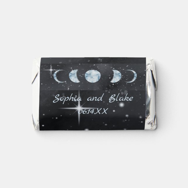 Starry Night Moon Phases Chocolate Wedding  Hershey's Miniatures (Front)