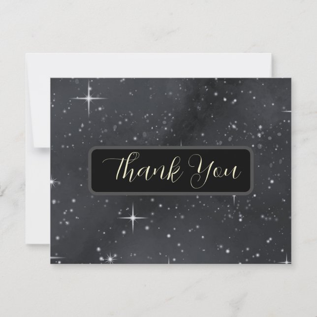 Starry Night Moon Phases Wedding Thank You Card (Front)