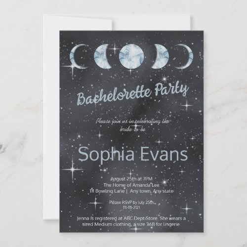 Starry Night Moon Phases Zodiac Bachelorette Party Invitation