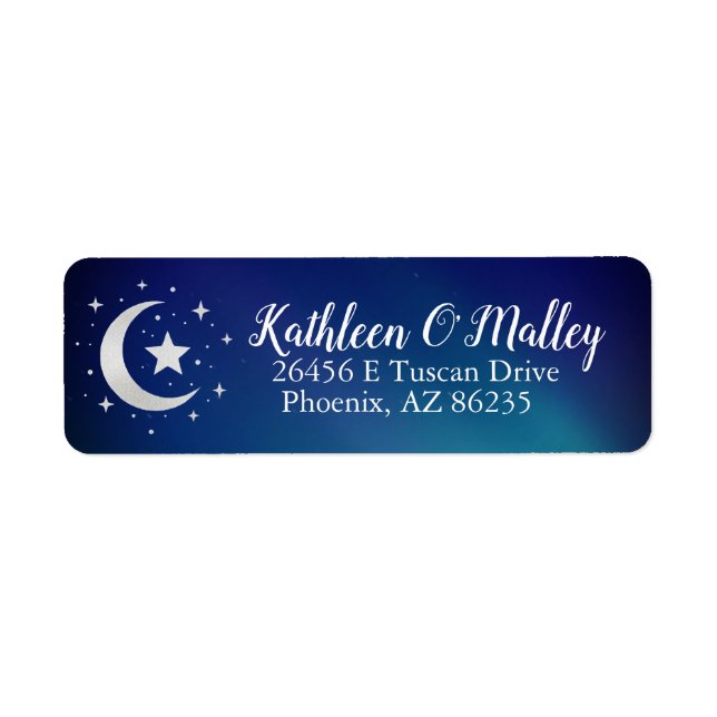 Starry Night Moon Stars Elegant Custom Label (Front)