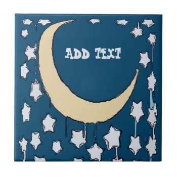 Starry Night Moon Tile by figstreetstudio at Zazzle