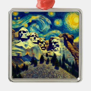 Starry Night Mt. Rushmore South Dakota Metal Ornament
